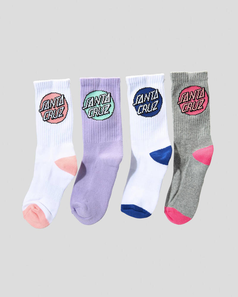 Santa Cruz Girls' Other Dot Crew Socks 4 Pack for Womens