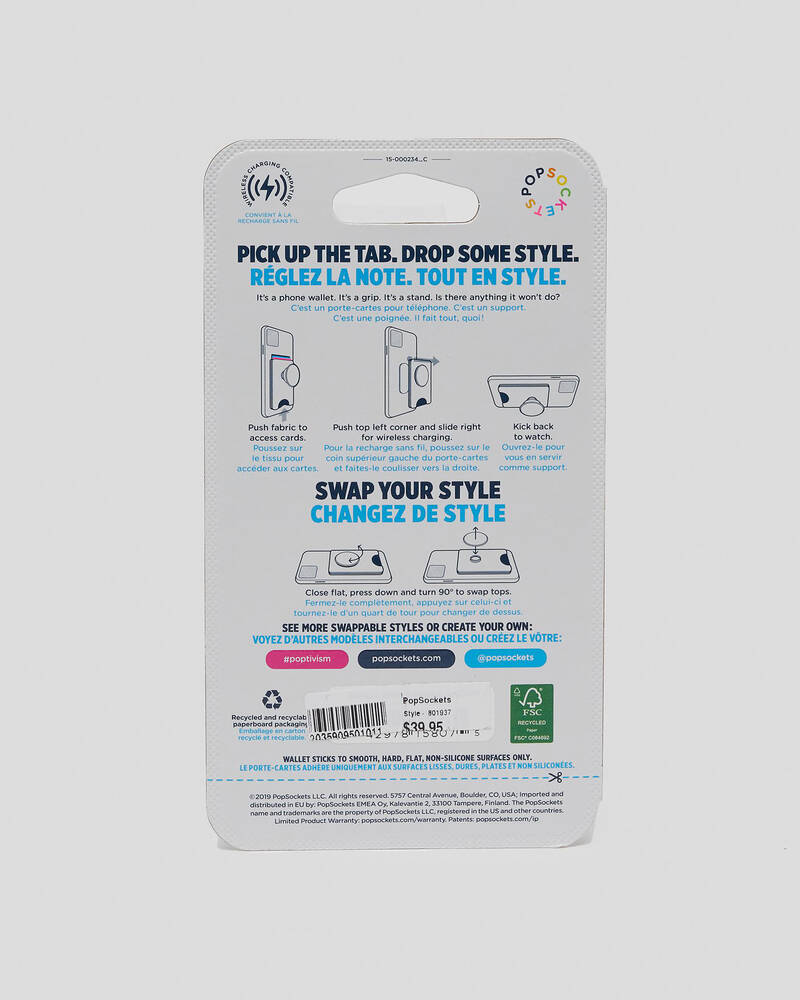 PopSockets PopWallet+ Solid Black for Mens