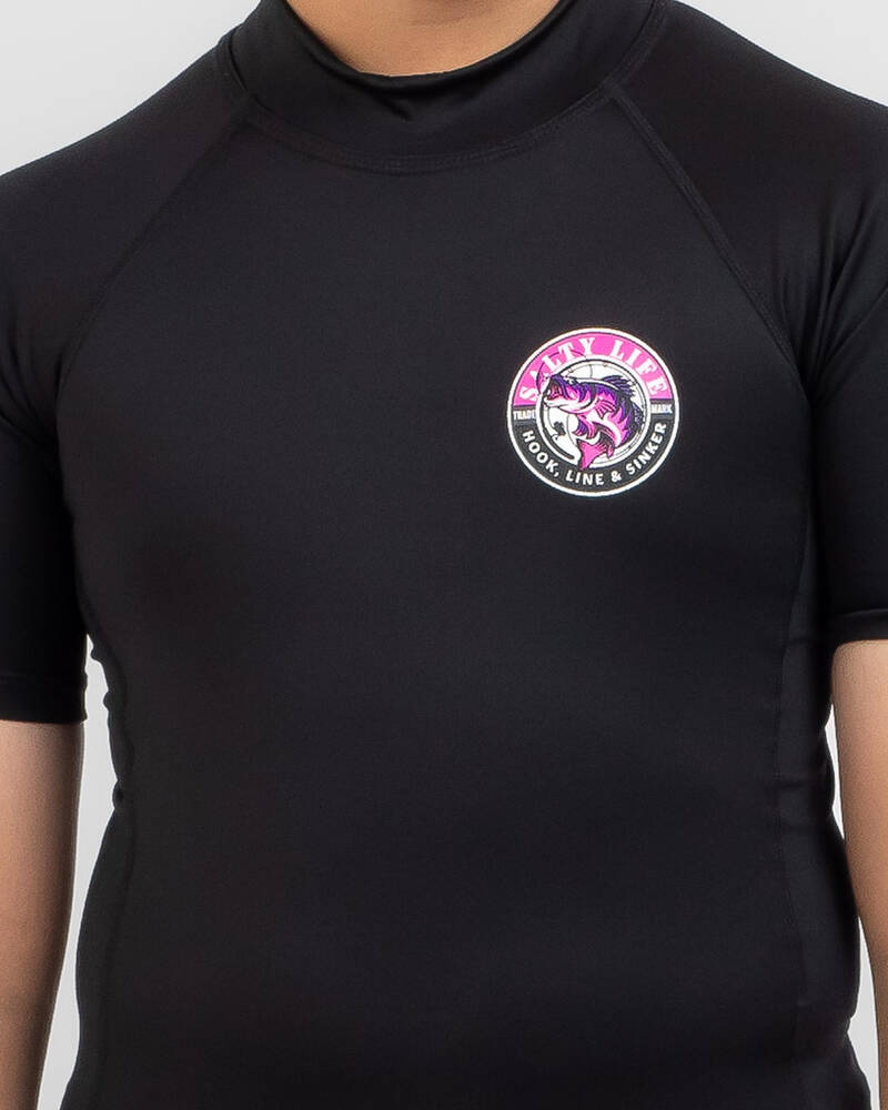 Salty Life Boys' Hooked Short Sleeve Rash Vest for Mens