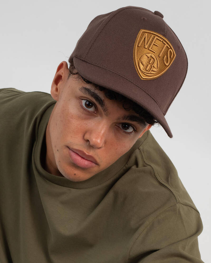 Mitchell & Ness Brooklyn Nets Baroque Brown Classic Red Cap for Mens