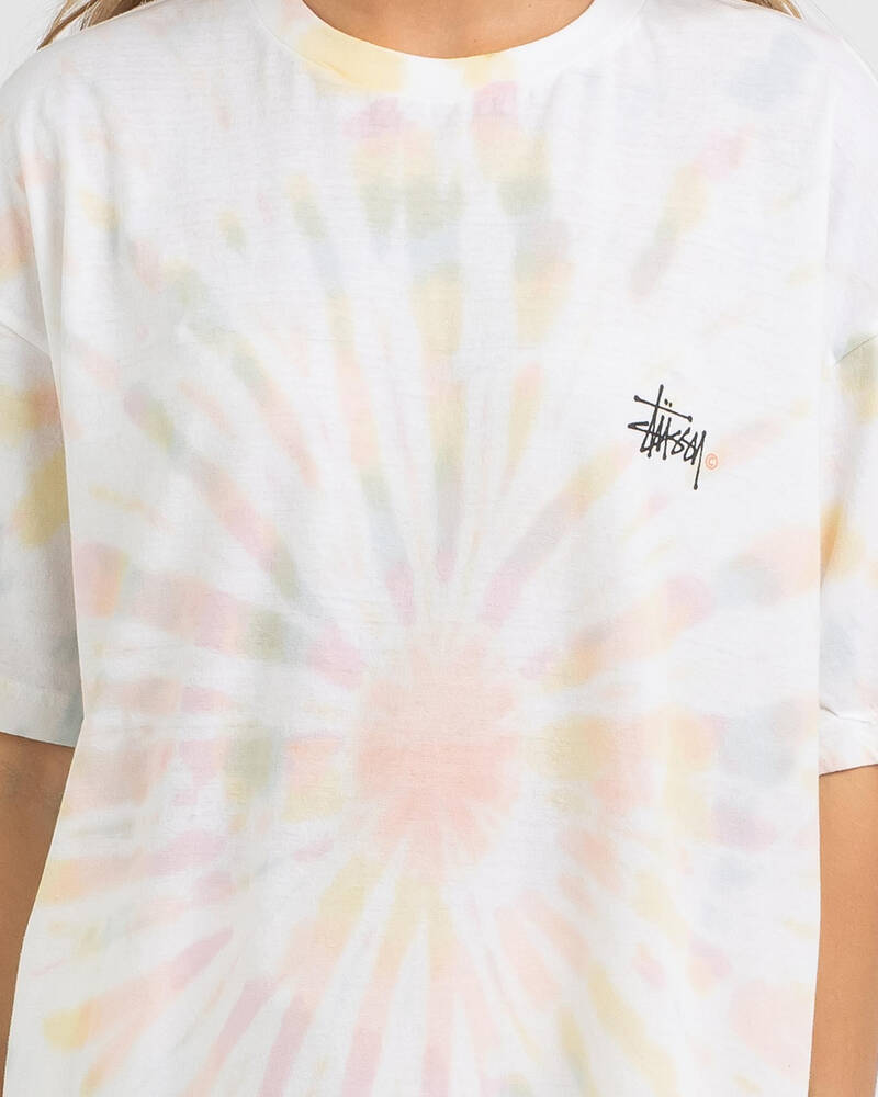 Stussy Tie Dye Graffiti Relaxed T-Shirt for Womens