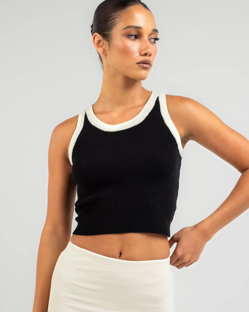 Red Berry Baseball Knit Tank Top for Womens