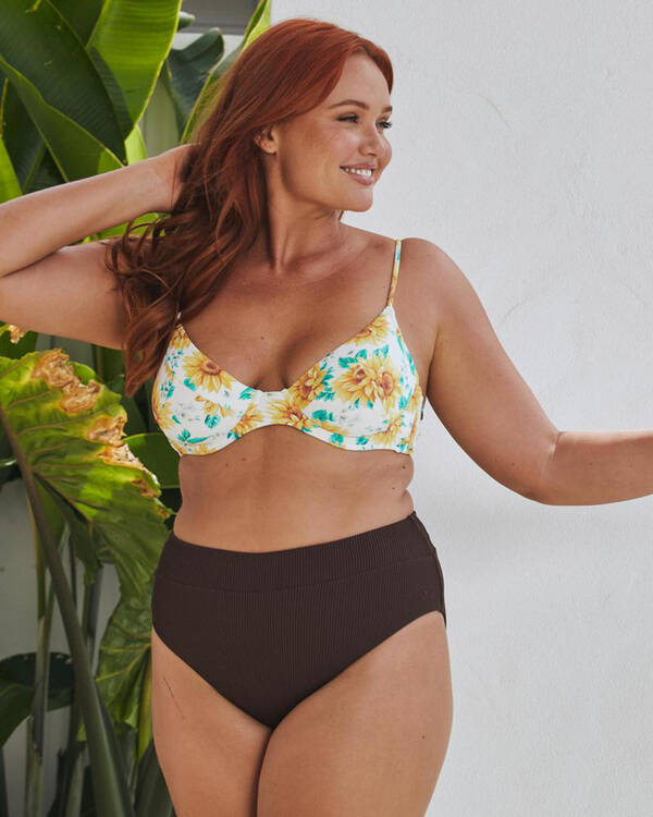 Kaiami Rubi Rib High Waisted Bikini Bottom for Womens