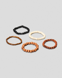 REPUBLIK Wooden Bead Combo Bracelet Pack for Mens image number null