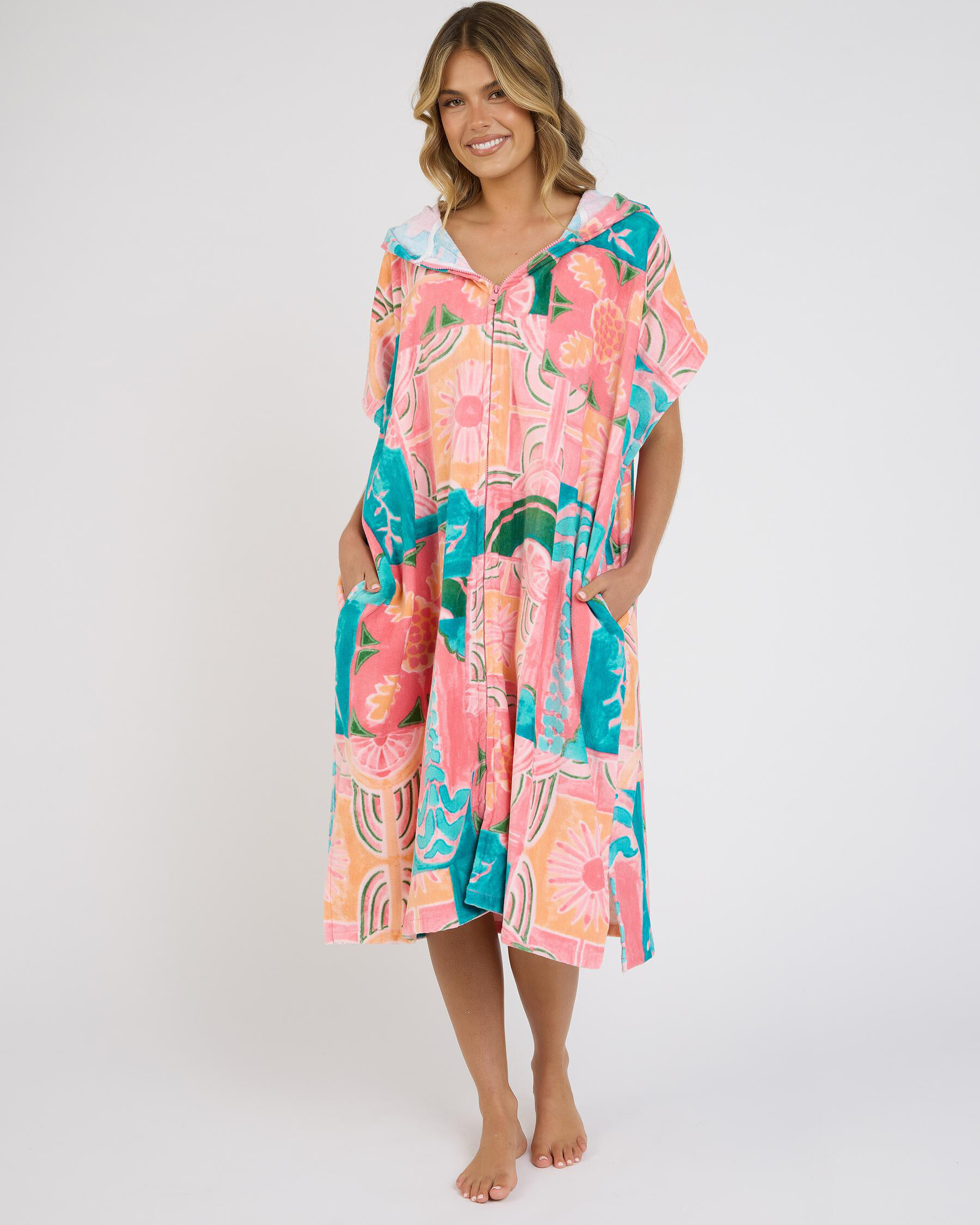 Topanga Marrakesh Zip Hooded Towel In Pink - FREE* Shipping & Easy