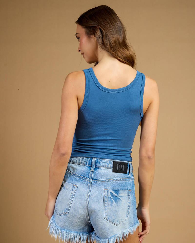 Ava And Ever Basic Fine Rib Henley Tank Top for Womens