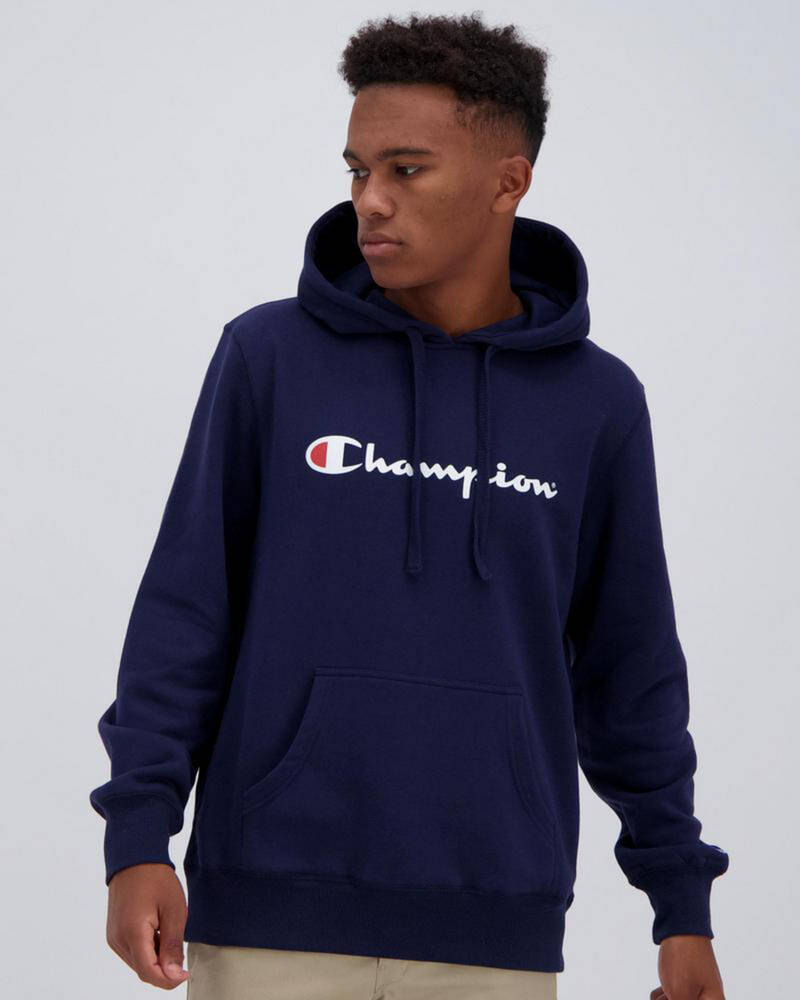 Champion Logo Hoodie In Navy - Fast Shipping & Easy Returns - City ...