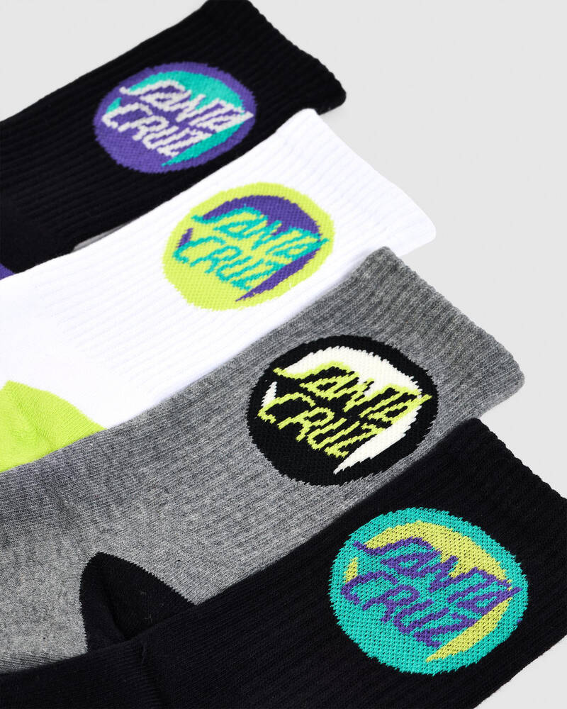 Santa Cruz Boys' Bold Shadow Dot Crew Socks 4 Pack for Unisex