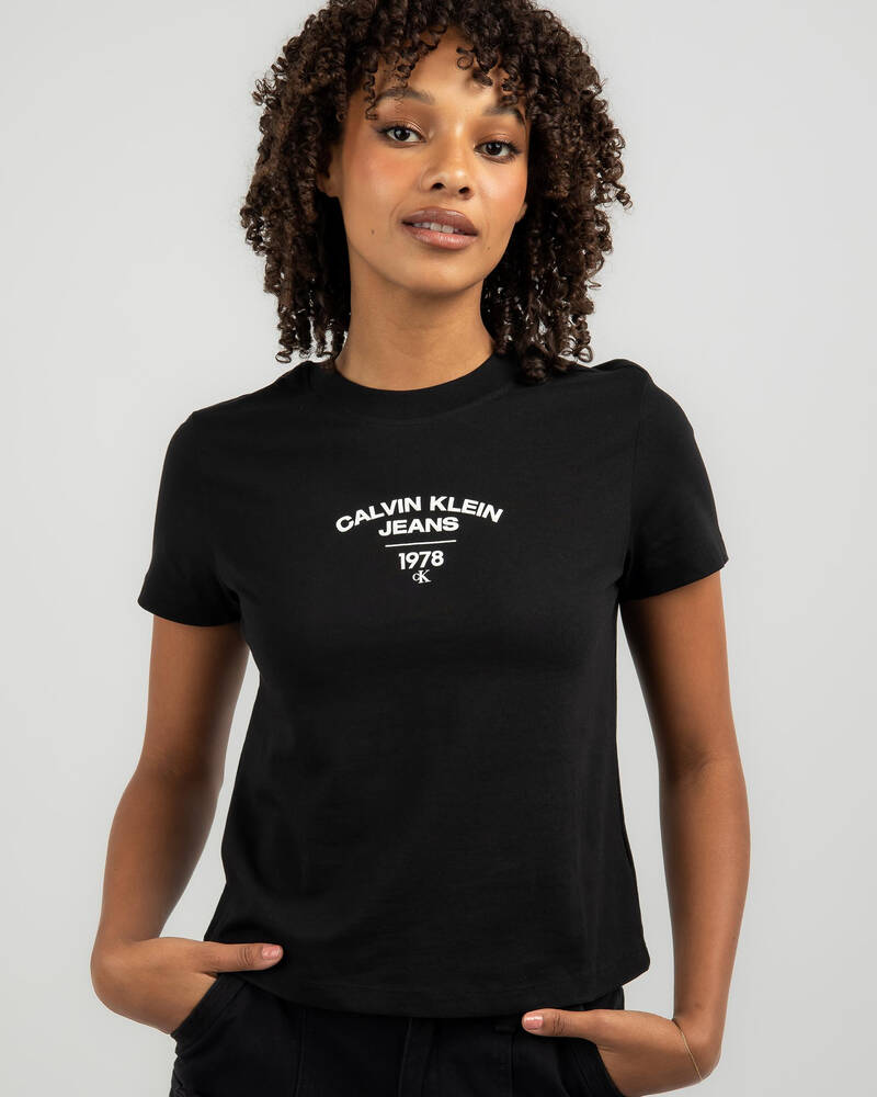 Calvin Klein Jeans Varsity Logo Baby Tee for Womens