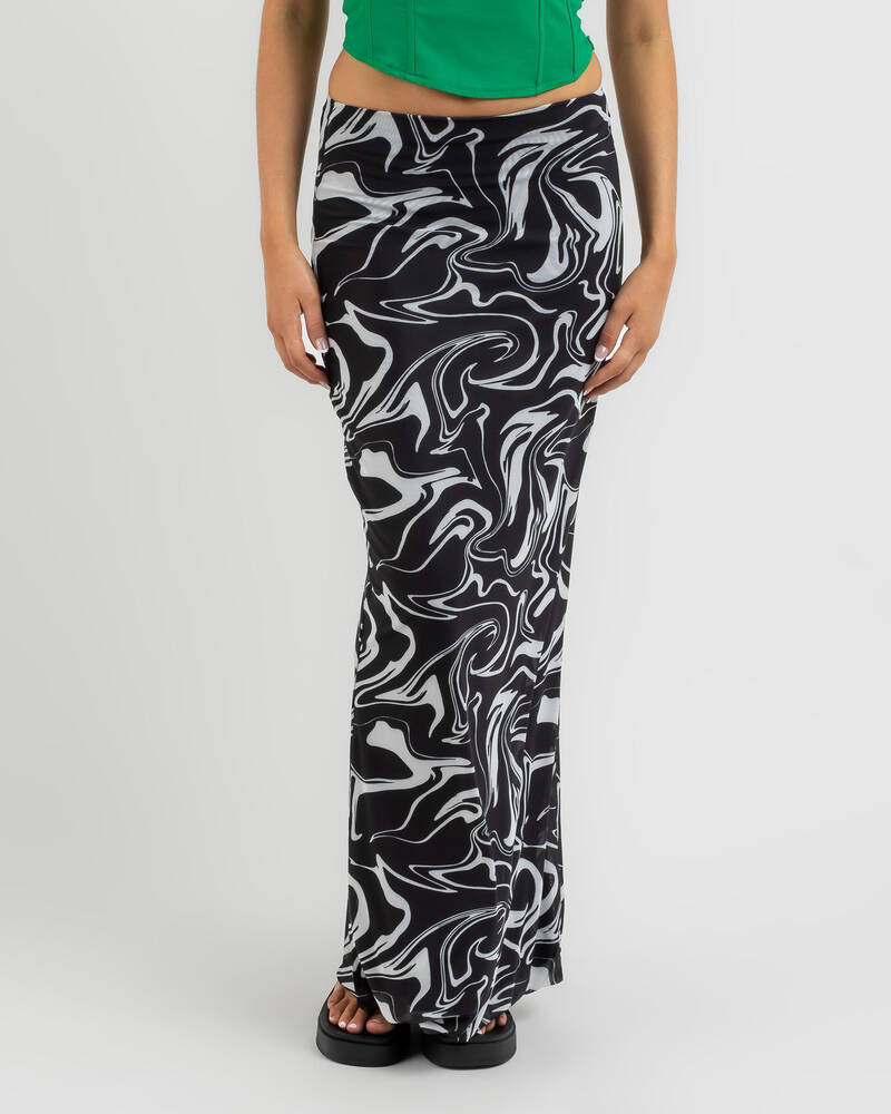 Shop Thanne Aspen Midi Skirt In Black Swirl - Fast Shipping & Easy ...