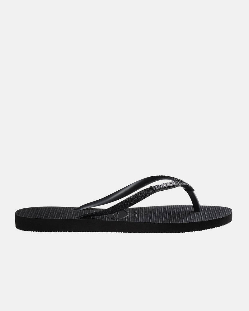Havaianas Slim Metal Logo Glitter Thongs for Womens