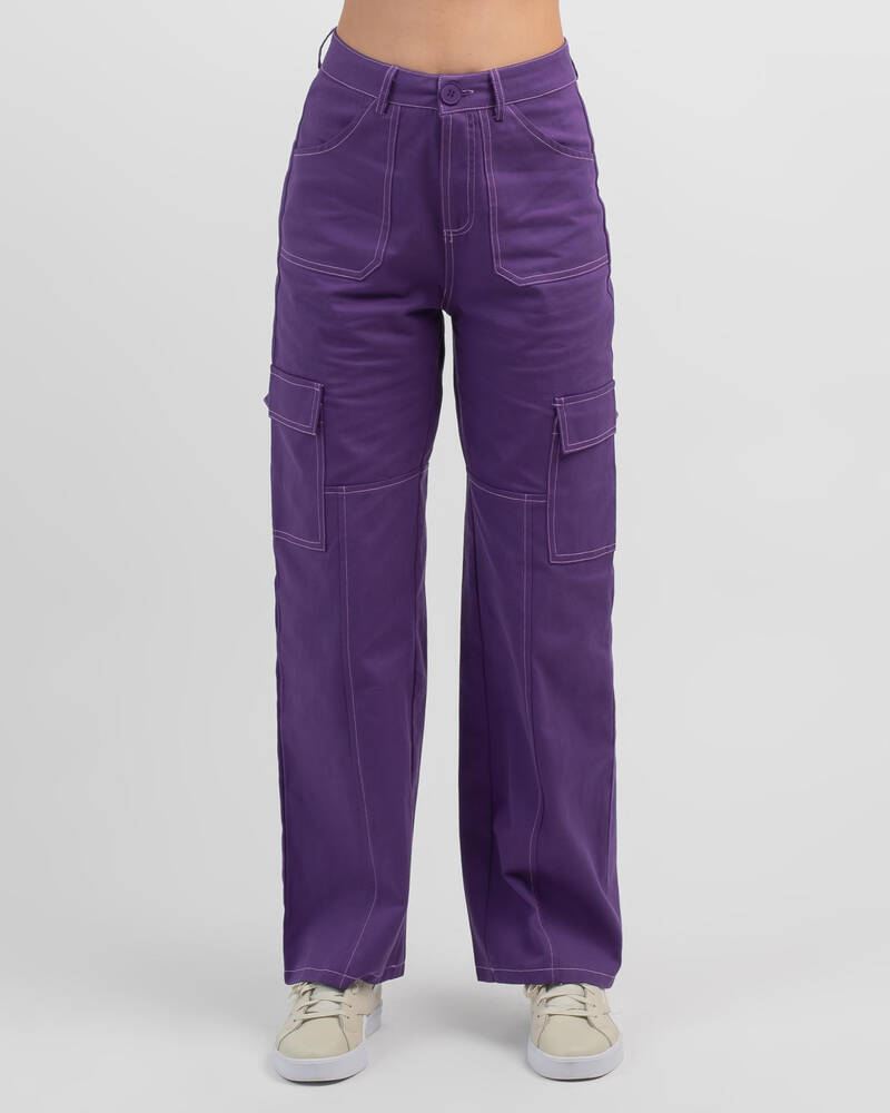 Ava And Ever Soraya Cargo Jeans In Purple - Fast Shipping & Easy ...