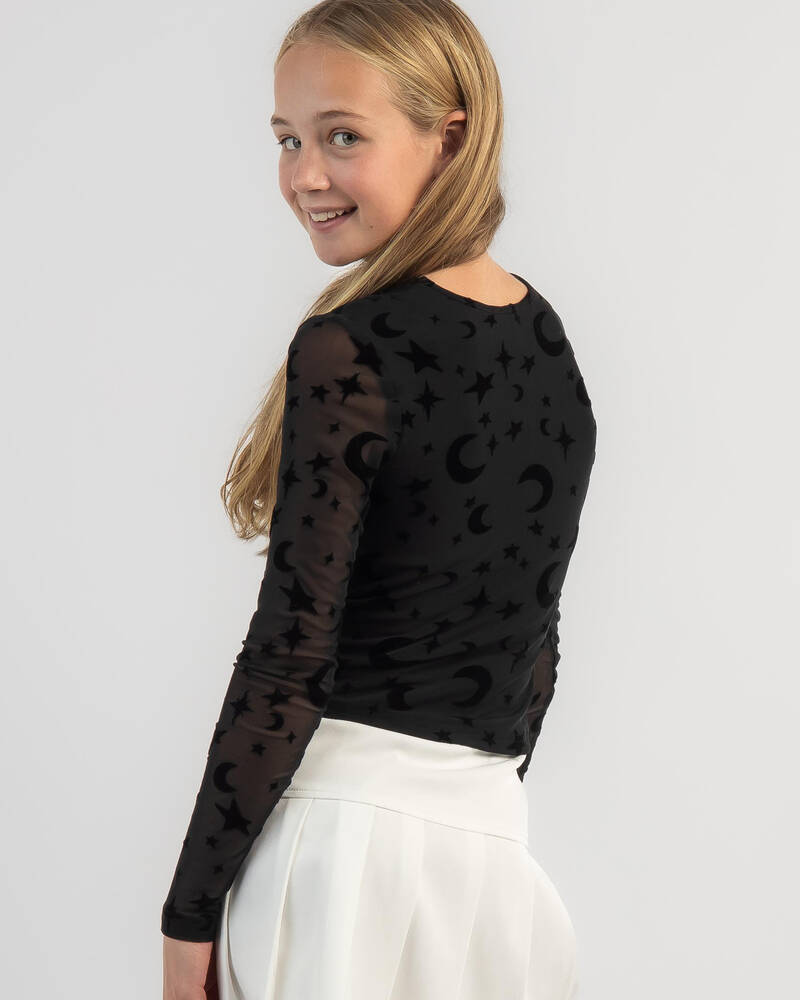 Ava And Ever Girls' Eclipse Mesh Long Sleeve Top for Womens