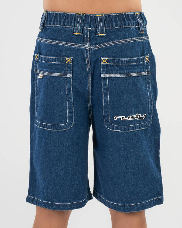 Rusty Boys' Flip Daddy Taped Denim Shorts for Mens