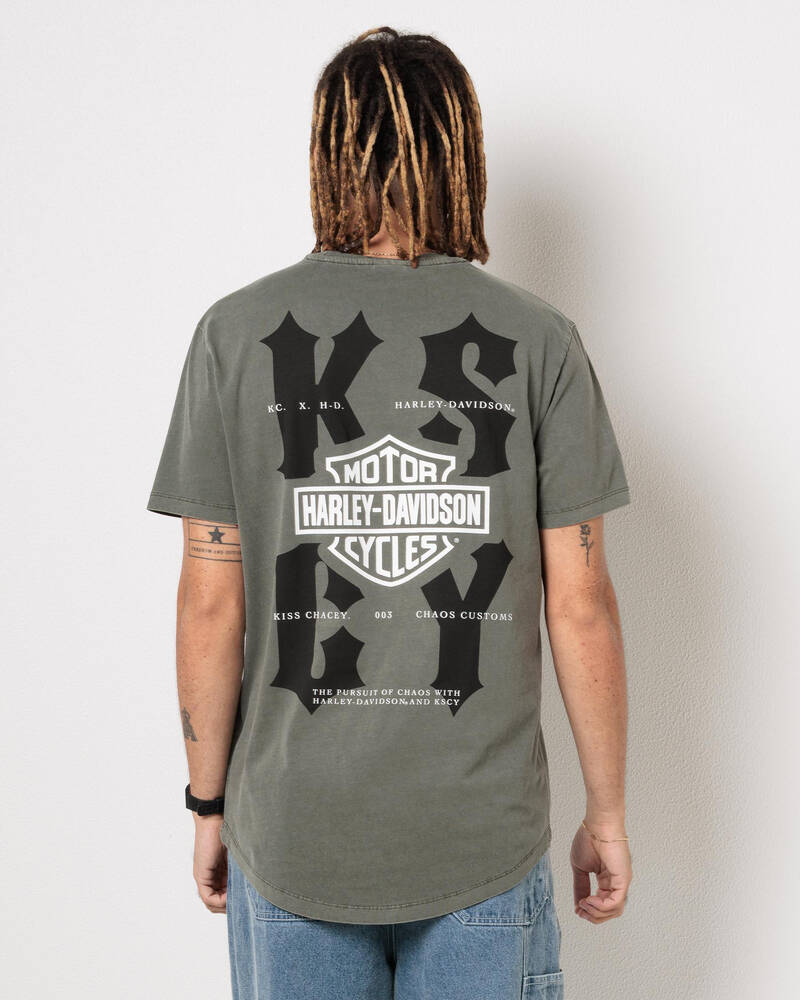 Kiss Chacey Harley-Davidson Michigan Duel Curved T-Shirt for Mens