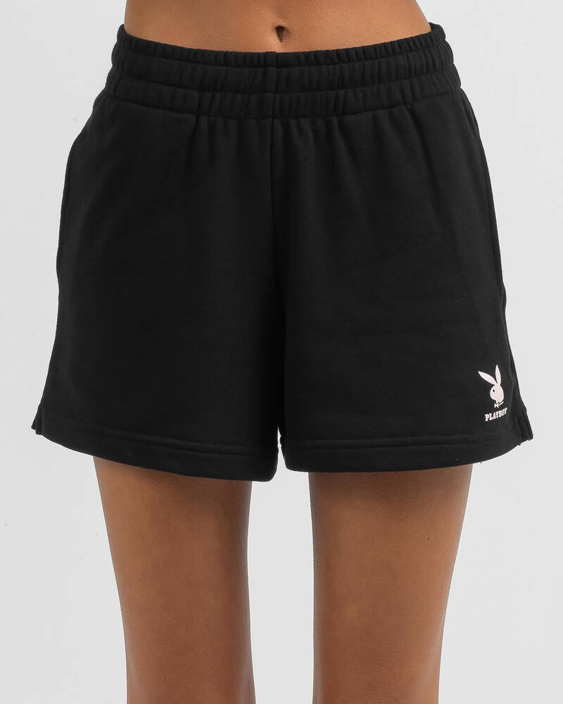Playboy Bunny Text Track Shorts for Womens