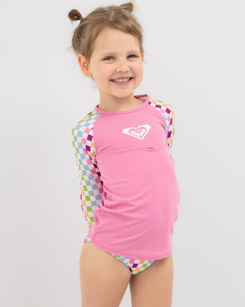 Roxy Toddlers' Rainbow Check Long Sleeve Rash Vest Set for Womens