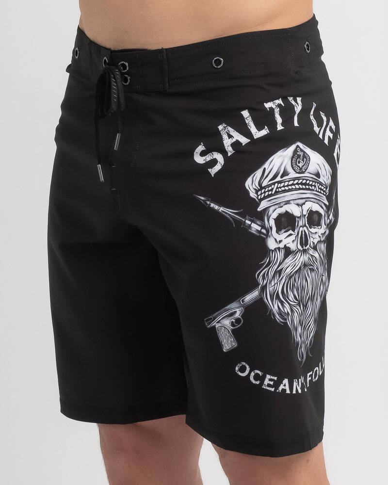 Salty Life Black Beard Board Shorts for Mens