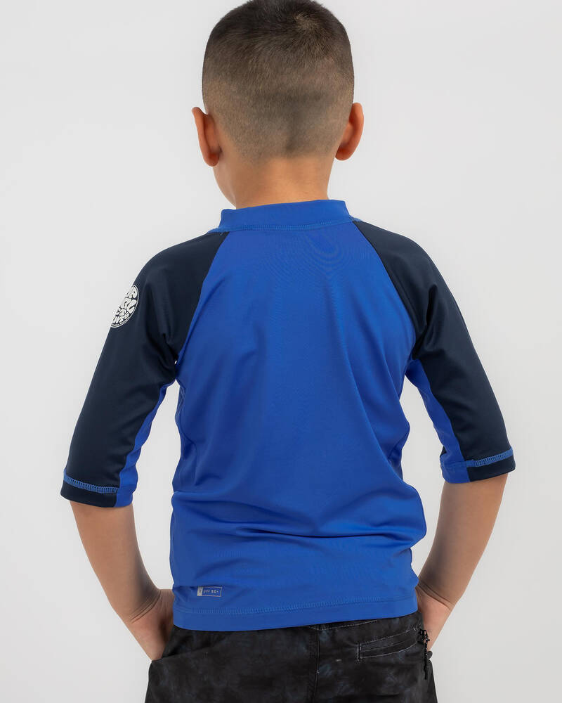 Rip Curl Toddlers' Shock Short Sleeve Rash Vest In Blue Gum Fast
