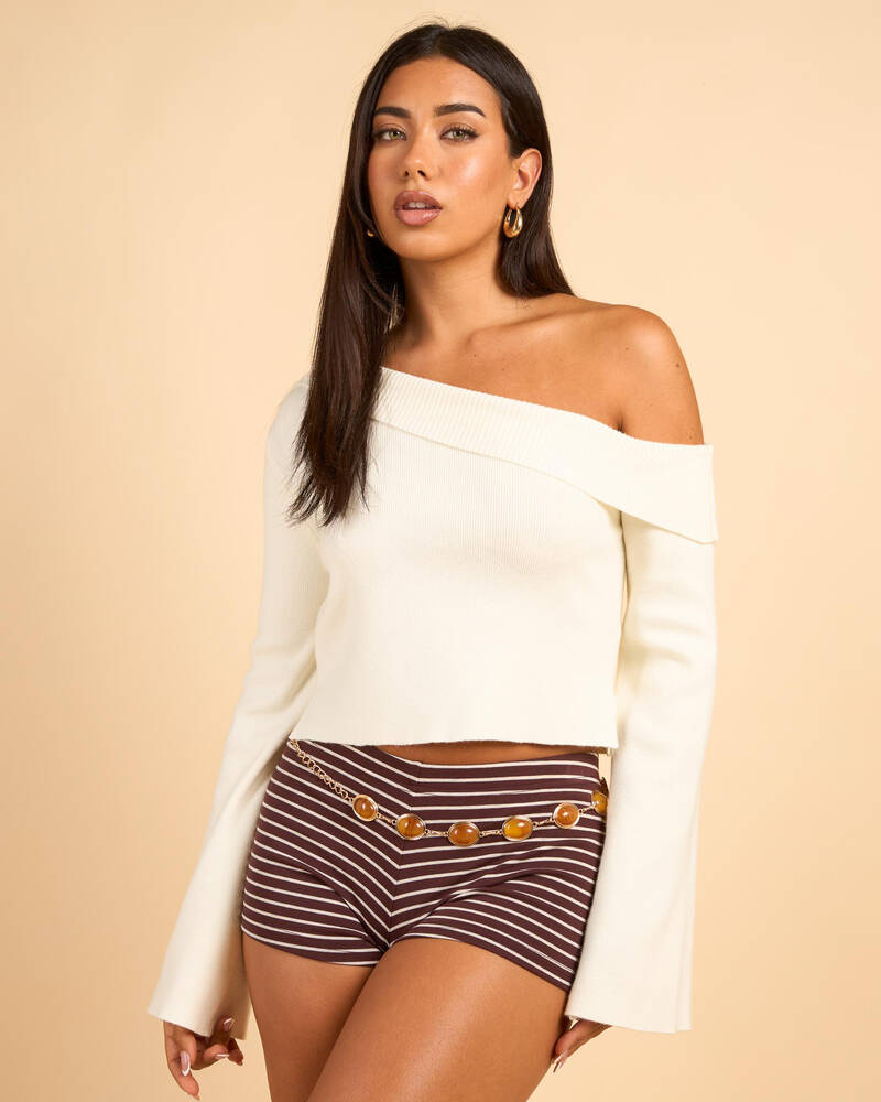 Mooloola Britney Off Shoulder Knit Top for Womens