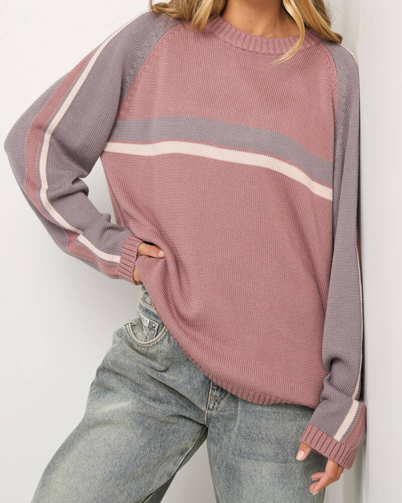 Rusty White Lines Two Crew Neck Knit for Womens