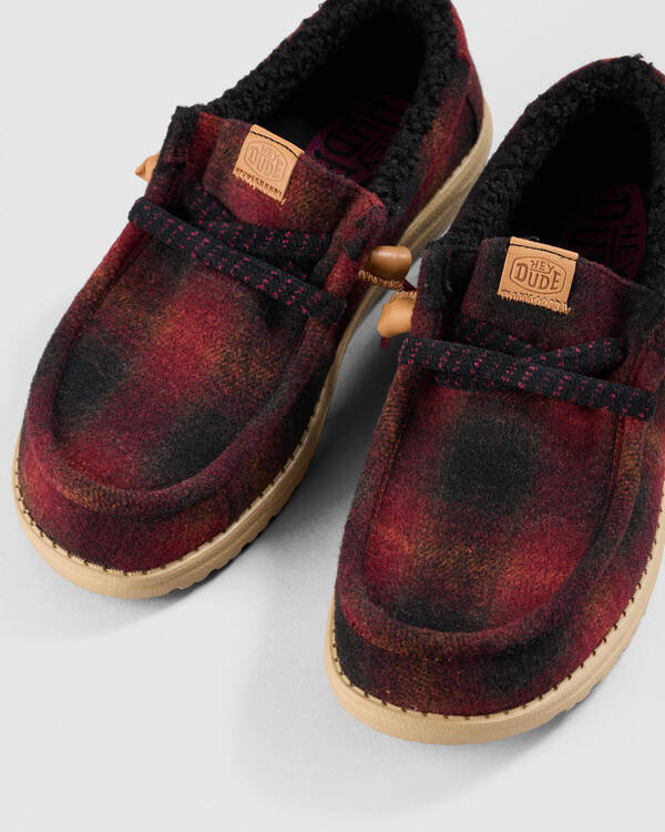 HEYDUDE Wally Cozy Plaid Shoes for Mens