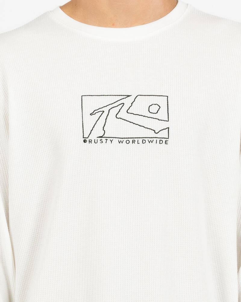 Rusty Boxed Out Waffle Long Sleeve T-Shirt for Mens