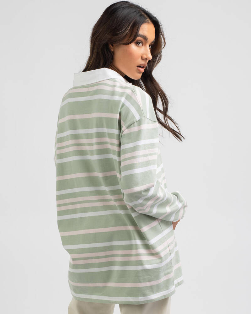 Stussy Hamilton Stripe Rugby Long Sleeve T-Shirt for Womens