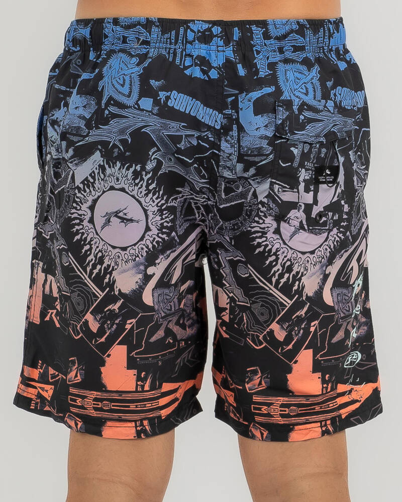 Rusty Paste Up Elastic Board Shorts for Mens