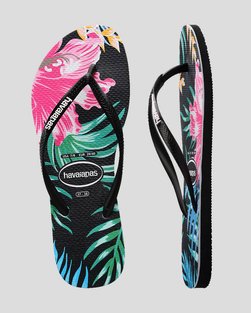 Havaianas Slim Print Floral Palm Thongs for Womens