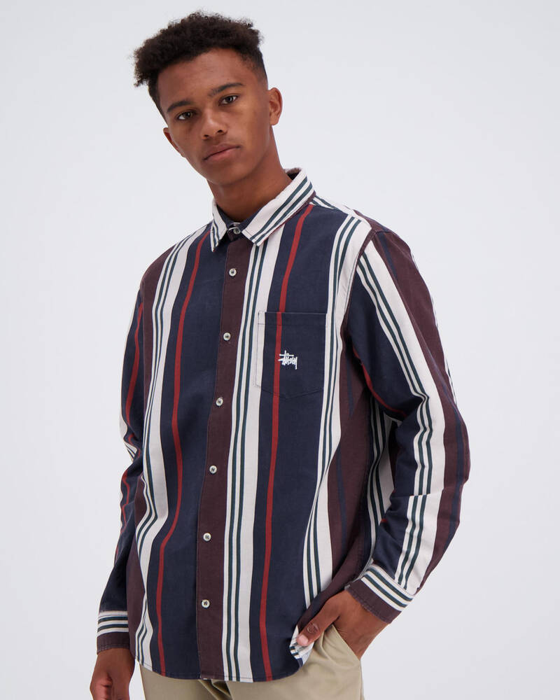 Stussy Direction Vert Stripe Long Sleeve Shirt for Mens