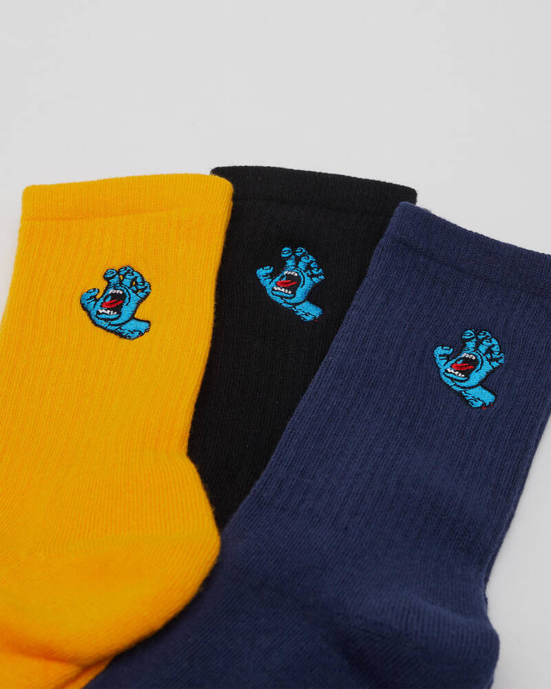 Santa Cruz Boys' Screaming Hand Crew Socks 3 Pack for Mens