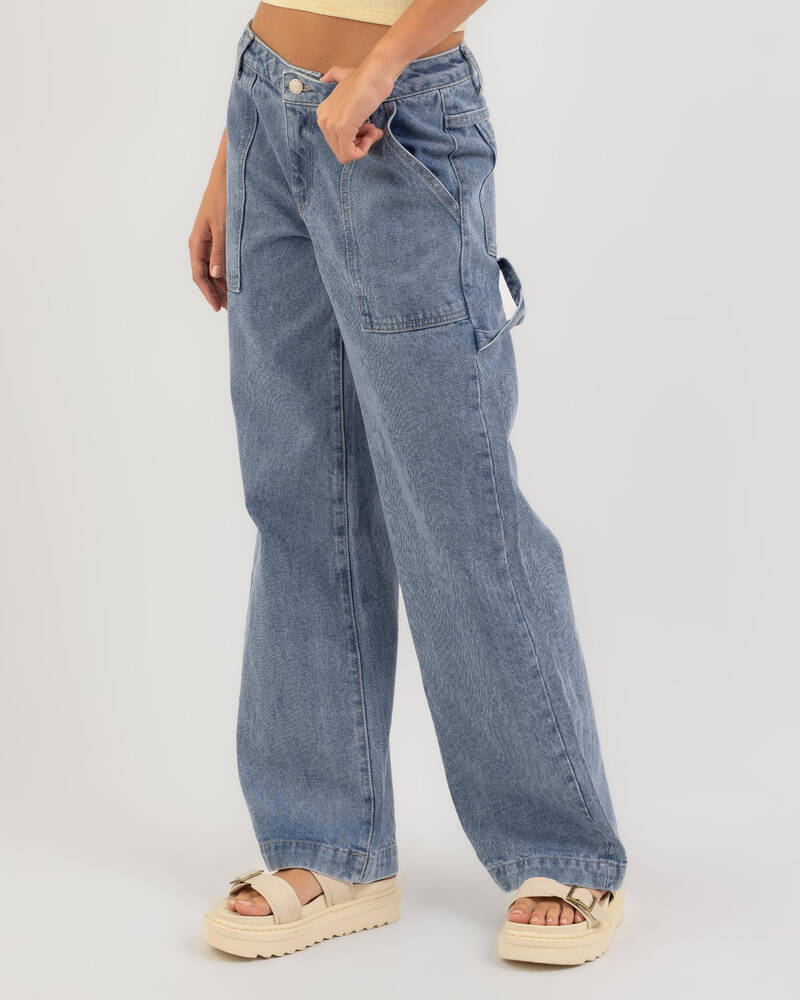 Rusty Billie Low Rise Carpenter Pants In Blue Lagoon - Fast Shipping ...
