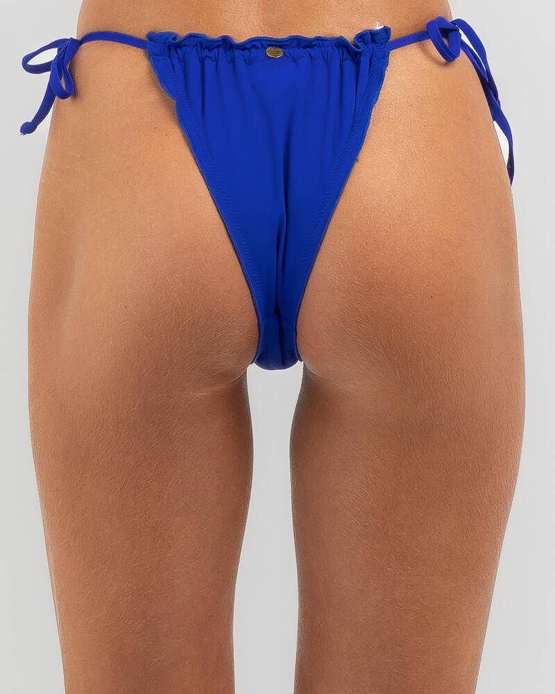 Kaiami Taylor Fluted Cheeky Tie Bikini Bottom for Womens