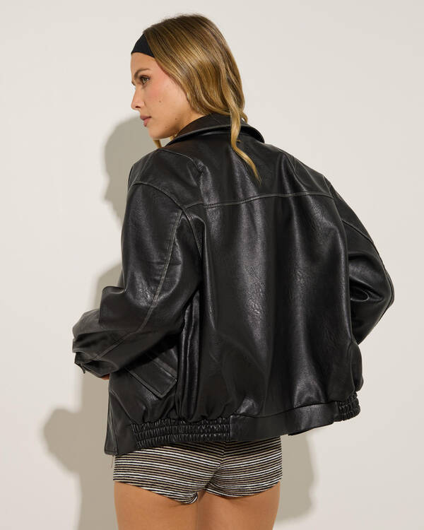 Ava And Ever Dixie Faux Leather Bomber Jacket for Womens
