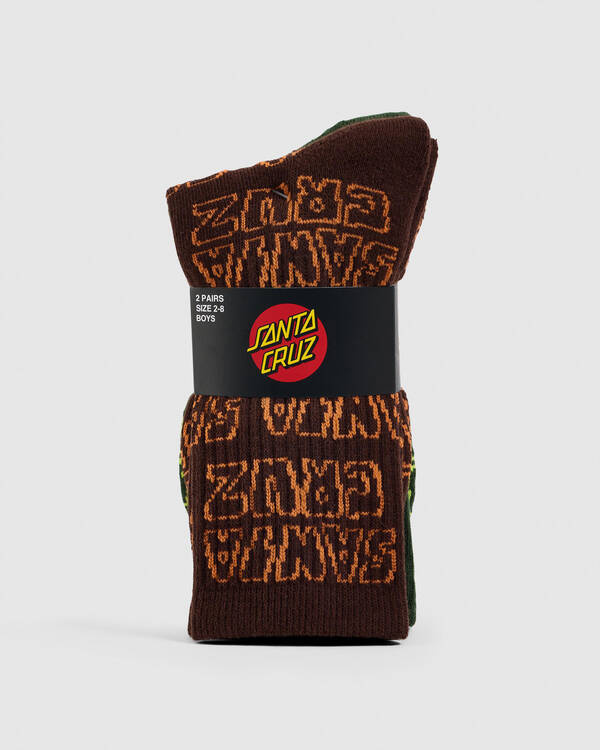 Santa Cruz Boys' Multi Cruz Stack Repeat Crew Socks 2 Pack for Unisex