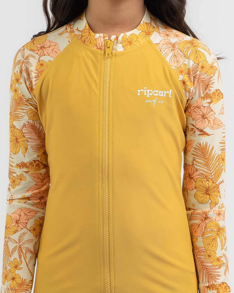 Rip Curl Girls' Cosmic Paradise Zip Long Sleeve Rash Vest for Womens