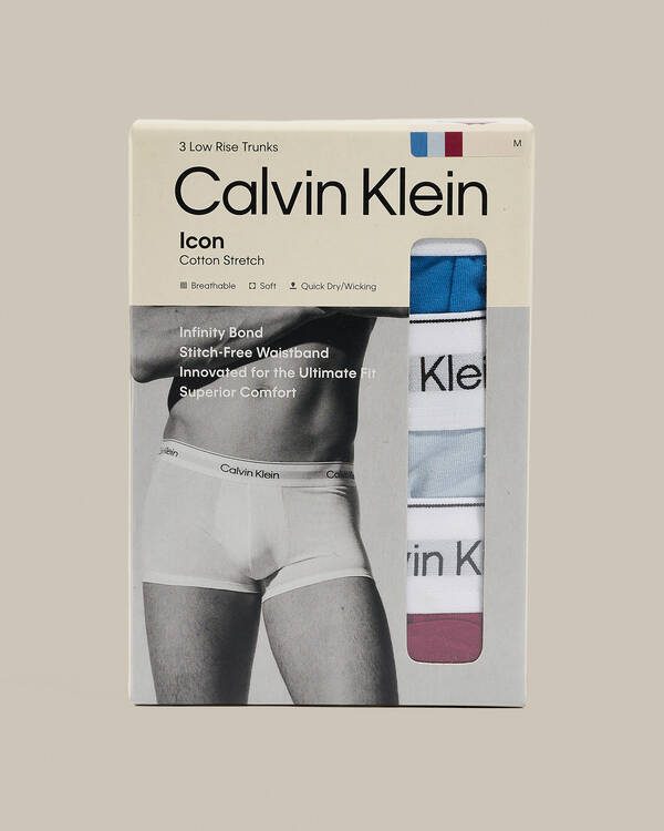 Calvin Klein Icon Cotton Stretch Low Rise Trunk 3 Pack for Mens