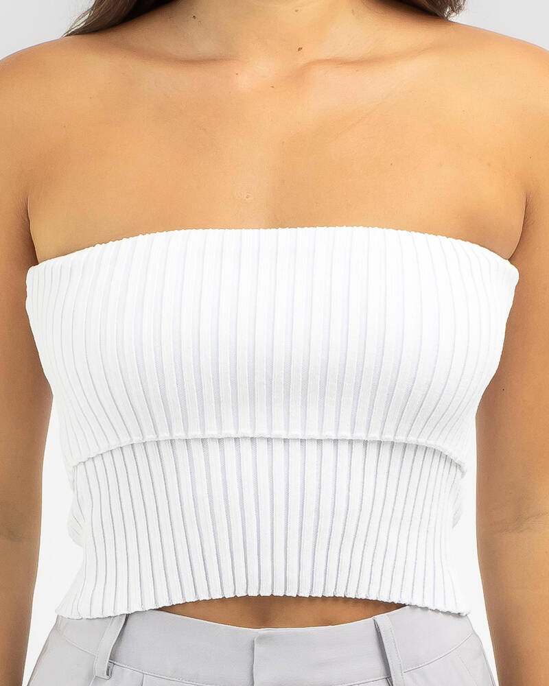 Red Berry Whitney Rib Knit Tube Top for Womens