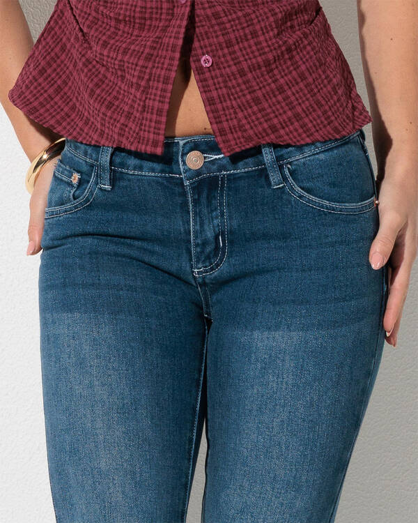 DESU Crush Low Waist Flare Jeans for Womens