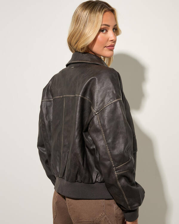 Ava And Ever Garage Faux Leather Bomber Jacket for Womens