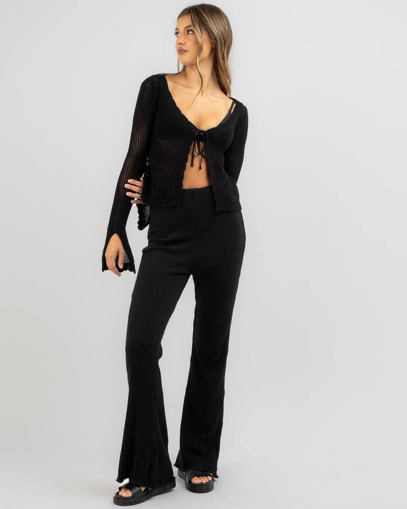 Mooloola Summer Love Crochet Tie Front Top for Womens