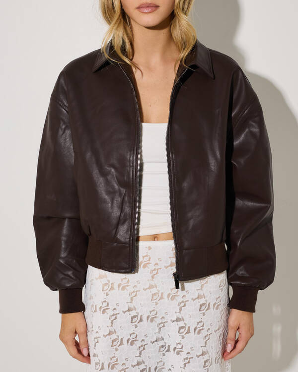 Ava And Ever Presley Faux Leather Jacket for Womens