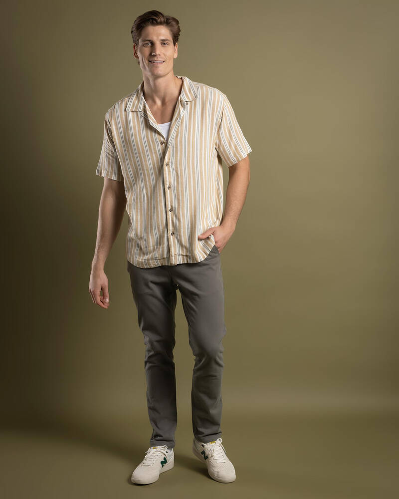 RVCA Beat Stripe Short Sleeve Shirt for Mens