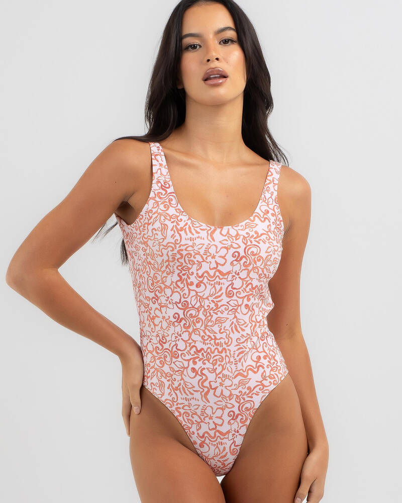 Rhythm Islander Floral Scoop Neck One Piece Swimsuit for Womens