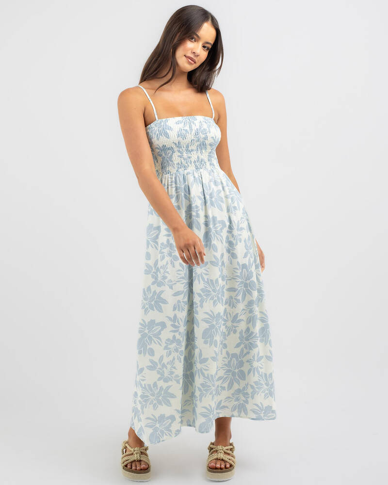 Rhythm Grace Floral Shirred Midi Dress for Womens