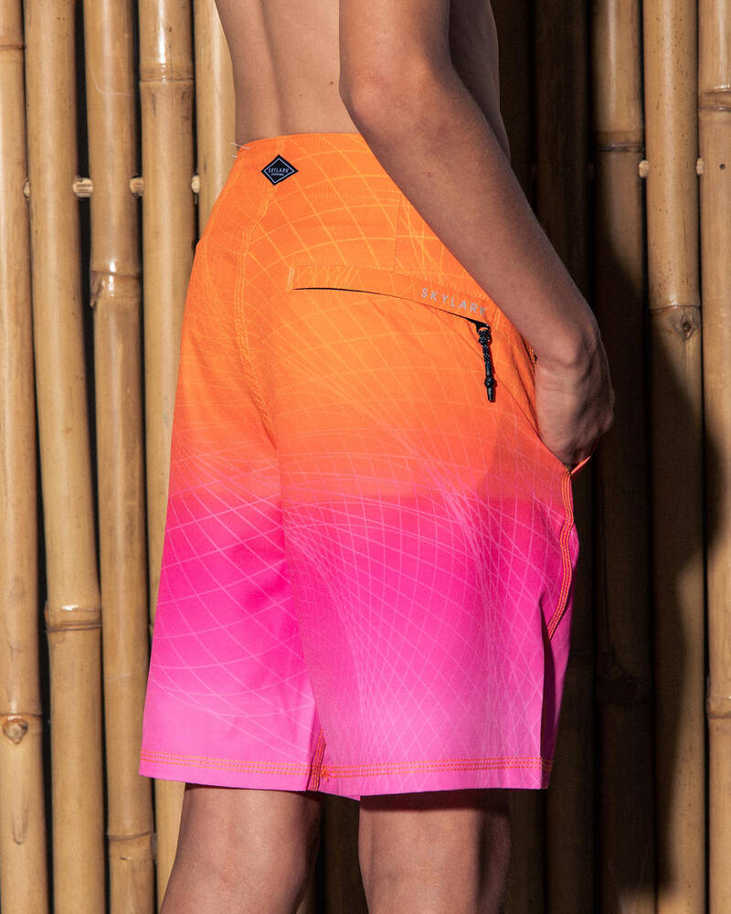 Shop Skylark Boys' Detected Board Shorts In Orange/pink Fast Shipping