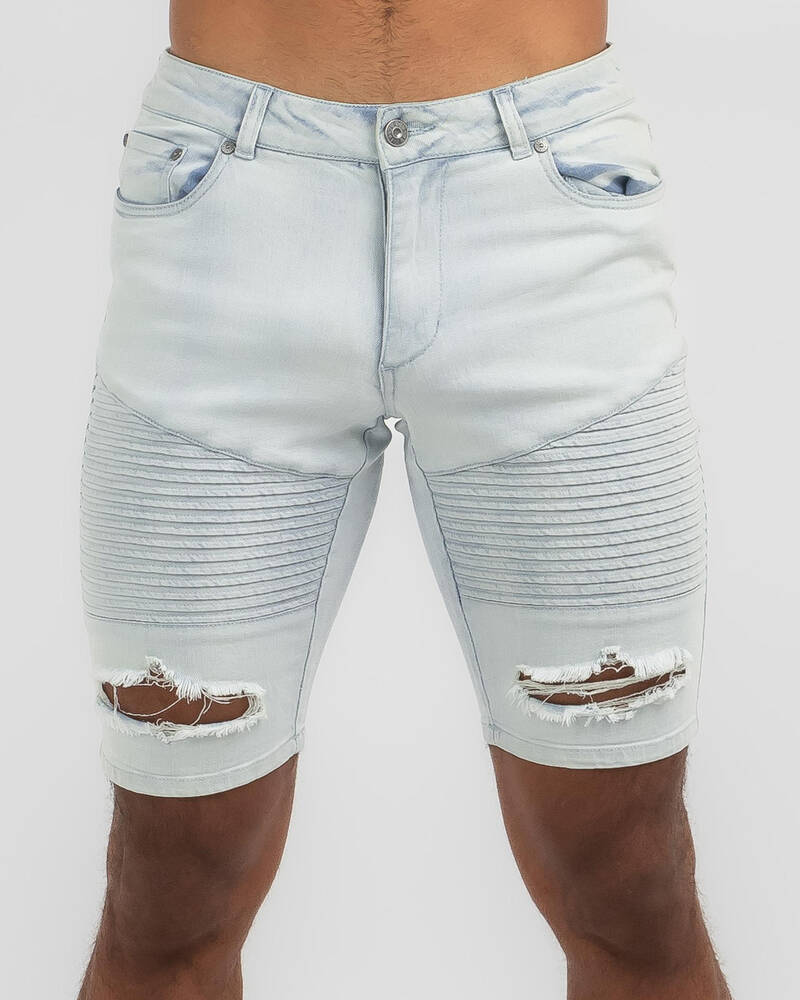 Lucid Grid Denim Shorts for Mens