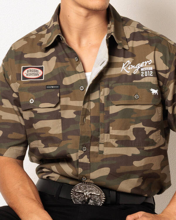 Ringers Western Bull Dodger Short Sleeve Shirt for Mens