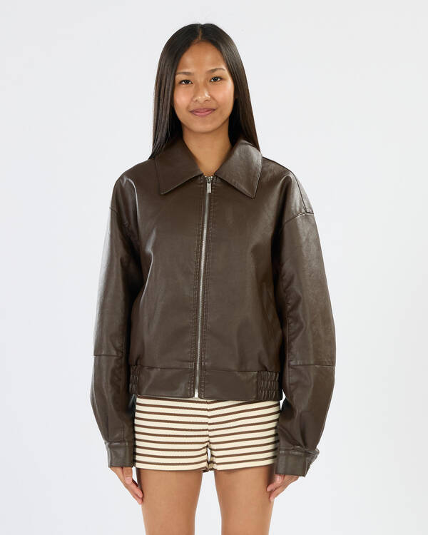 Ava And Ever Girls' Off Duty Faux Leather Jacket for Womens